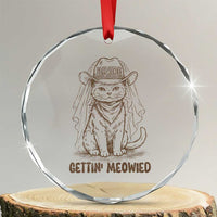 Cowgirl Bride Cat Crystal Glass Ornament Vintage Cow Cat Rodeo Bachelorette