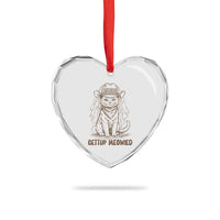Cowgirl Bride Cat Heart Crystal Glass Ornament Vintage Cow Cat Rodeo Bachelorette