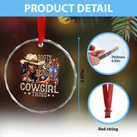 Cowgirl Crystal Glass Ornament Boots & Bling Its A Cowgirl Thing Melanin Rodeo TS10