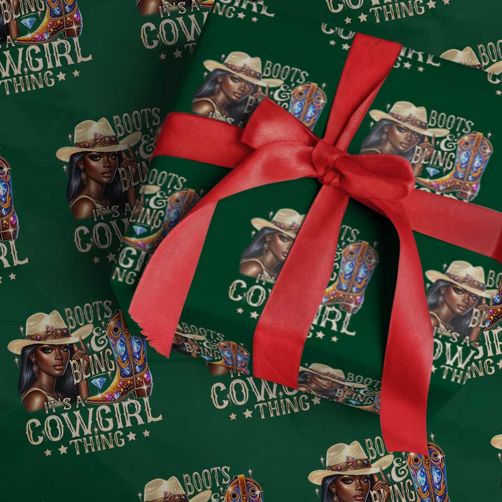 Cowgirl Wrapping Paper Roll Boots & Bling Its A Cowgirl Thing Melanin Rodeo - Wonder Print Shop