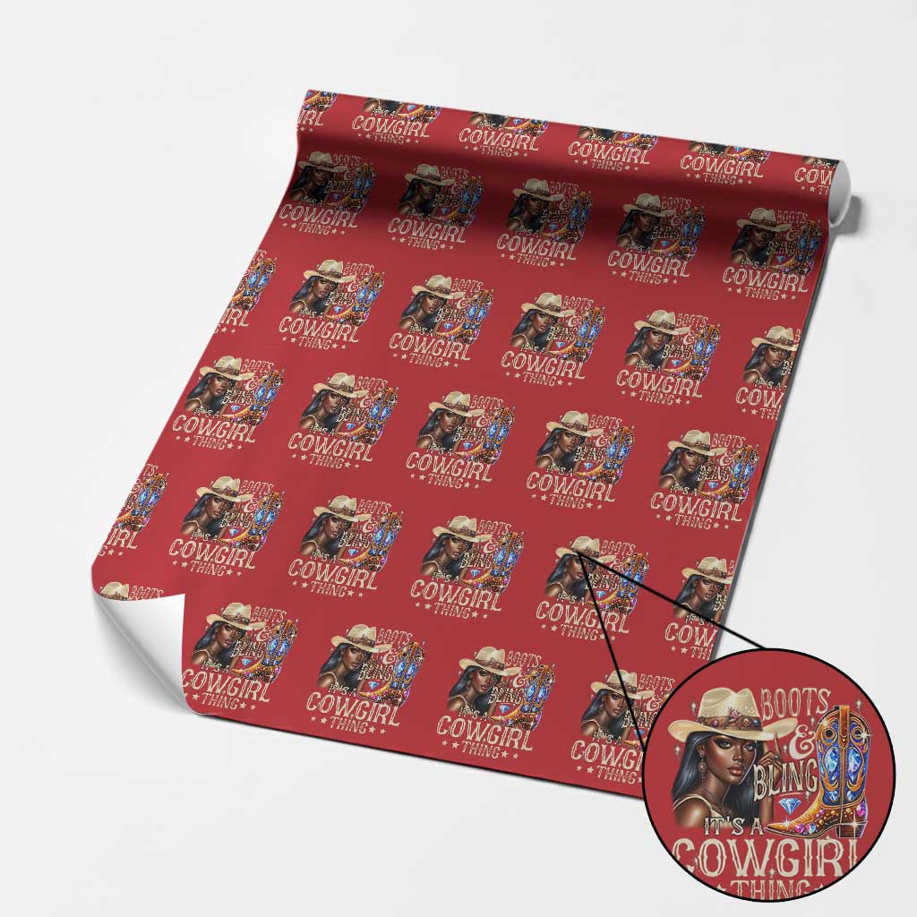 Cowgirl Wrapping Paper Roll Boots & Bling Its A Cowgirl Thing Melanin Rodeo - Wonder Print Shop