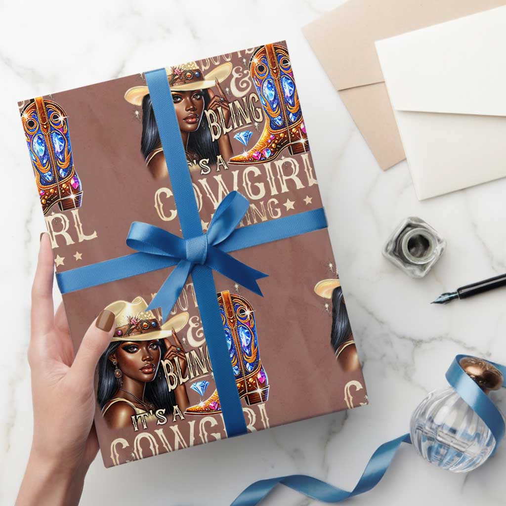 Cowgirl Wrapping Paper Roll Boots & Bling Its A Cowgirl Thing Melanin Rodeo - Wonder Print Shop