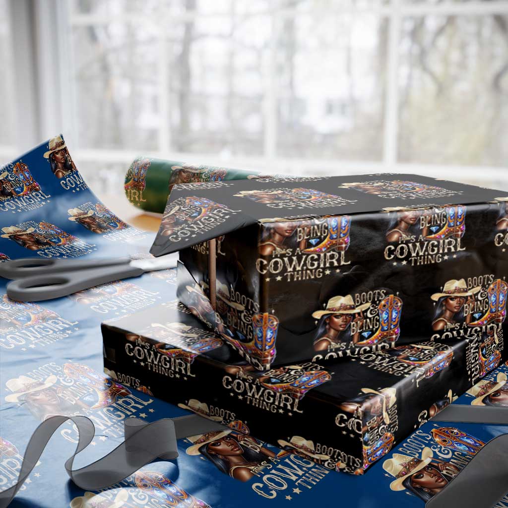 Cowgirl Wrapping Paper Roll Boots & Bling Its A Cowgirl Thing Melanin Rodeo - Wonder Print Shop