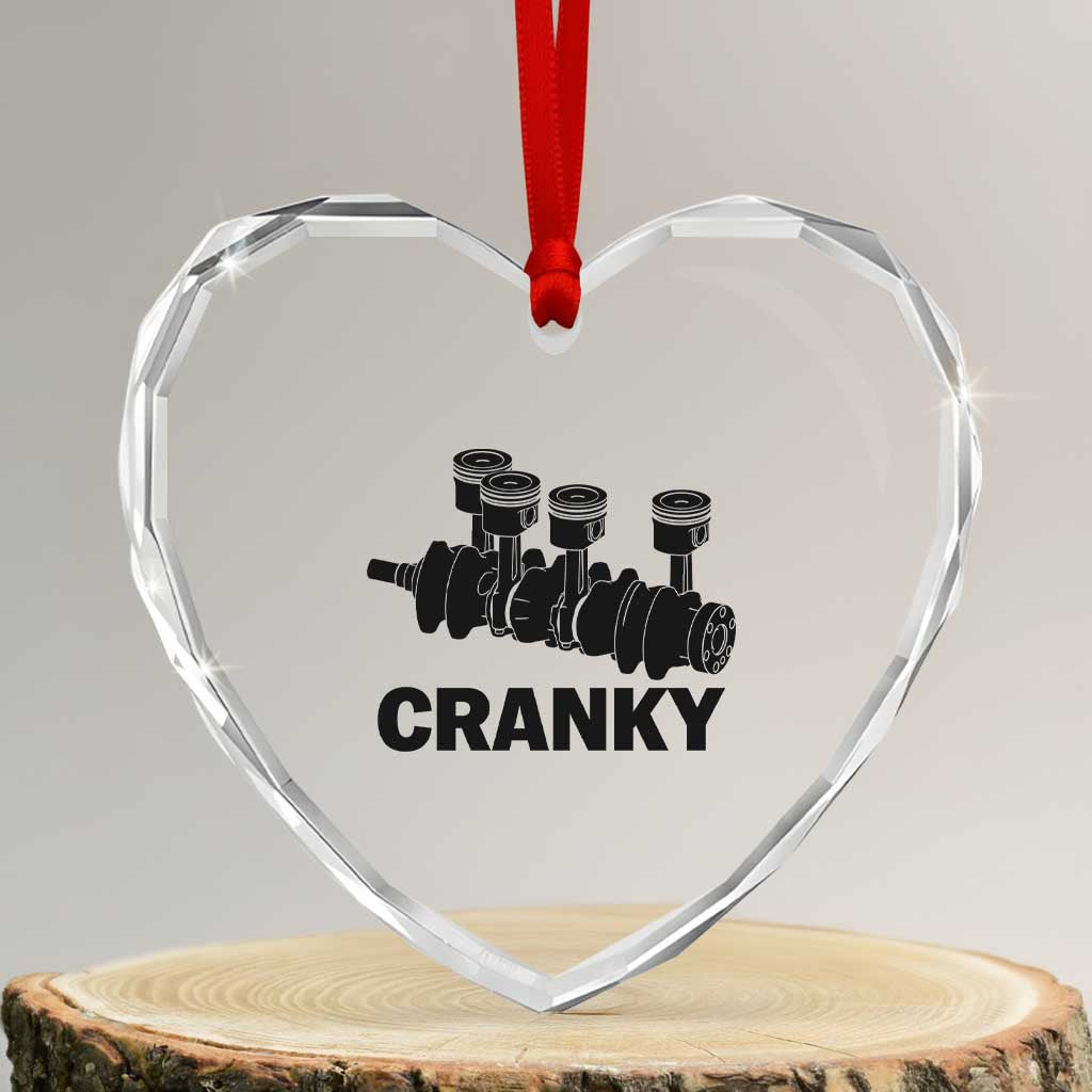 Cranky Car Engine Crankshaft Cars Lover Heart Crystal Glass Ornament Mechanics Father Day