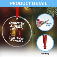 Crawfish Beer Lovers Crystal Glass Ornament Funny Crawfish Cajun Seafood Festival Daddy Crawfish