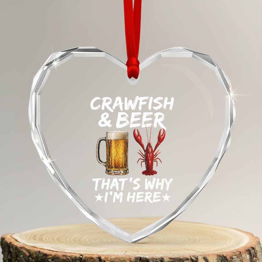Crawfish Beer Lovers Heart Crystal Glass Ornament Funny Crawfish Cajun Seafood Festival Daddy Crawfish