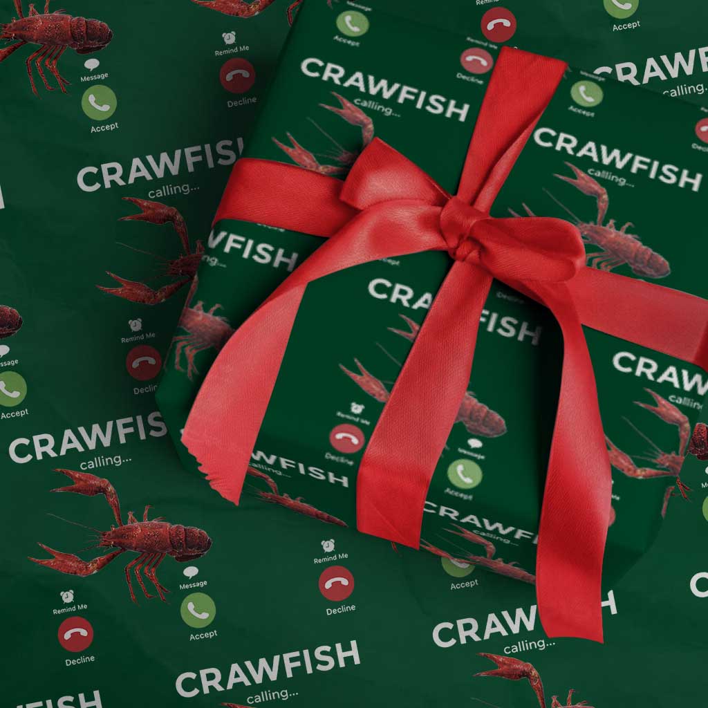 Crawfish Calling Wrapping Paper Roll Funny Fishing Cajun Boil Lobster Meme