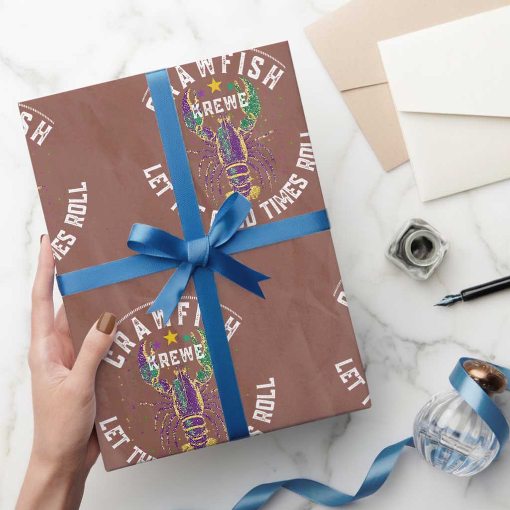 Crawfish Krewe Let The Good Times Roll Wrapping Paper Roll Funny Mardi Gras