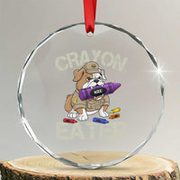 Crayon Eater Bulldog Crystal Glass Ornament Funny Military Gift with Combat Pup and MRE Crayon - Wonder Print Shop