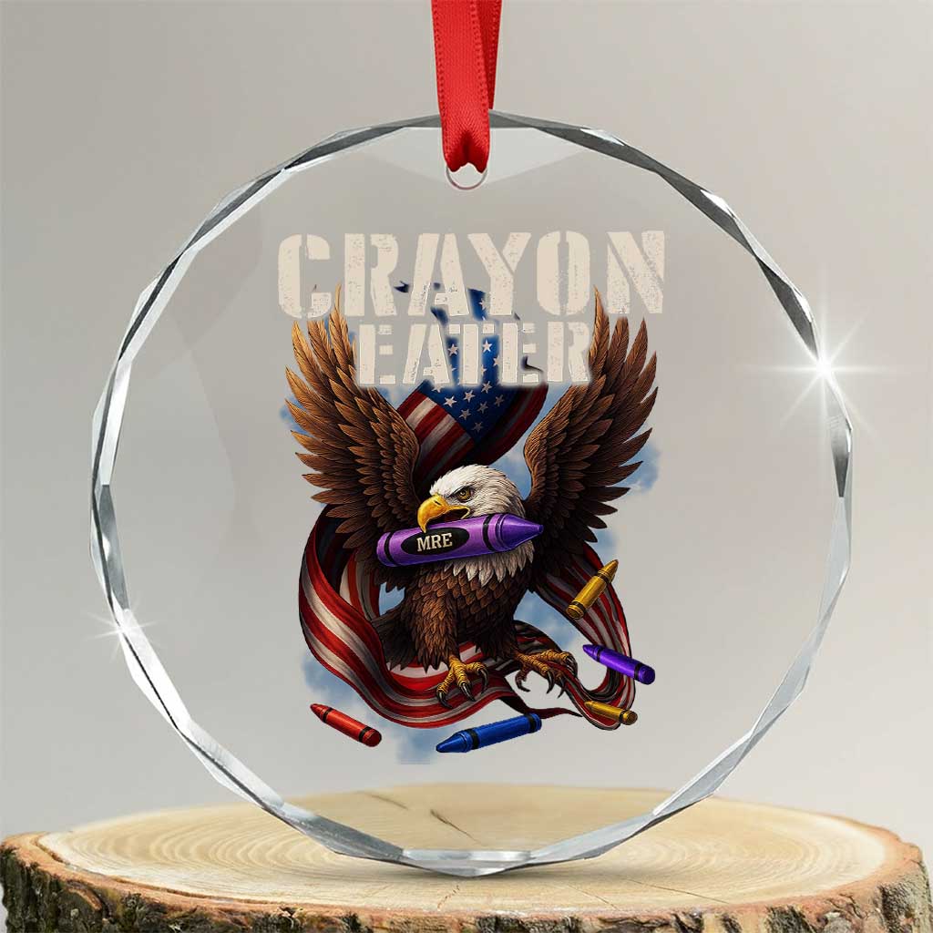 Crayon Eater Crystal Glass Ornament Funny Eagle 250th Anniversary Veterans Gifts - Wonder Print Shop