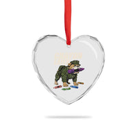 Crayon Eater Heart Crystal Glass Ornament Funny Bulldog Military Corps Proud Soldier Family - Wonder Print Shop