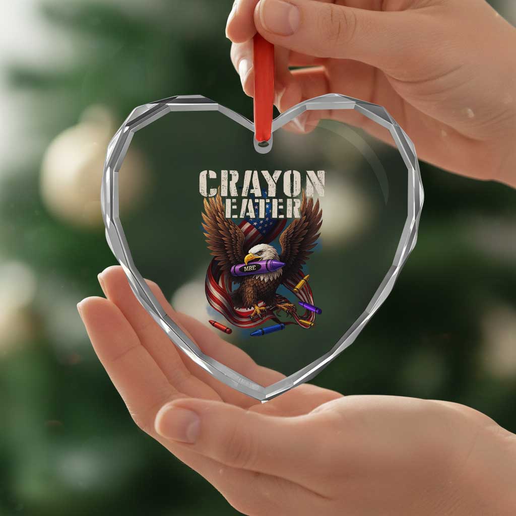 Crayon Eater Heart Crystal Glass Ornament Funny Eagle 250th Anniversary Veterans Gifts - Wonder Print Shop