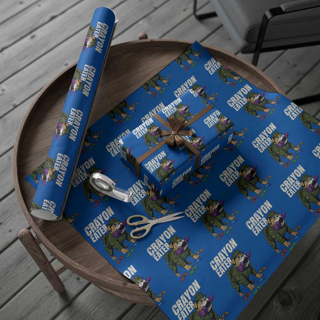 Crayon Eater Wrapping Paper Roll Funny Bulldog Military Corps Proud Soldier Family - Wonder Print Shop