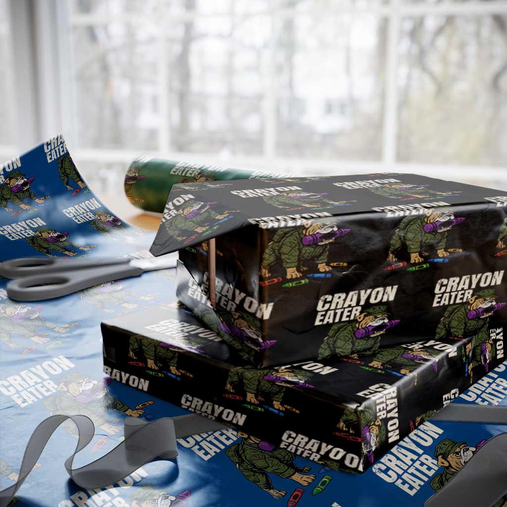 Crayon Eater Wrapping Paper Roll Funny Bulldog Military Corps Proud Soldier Family - Wonder Print Shop