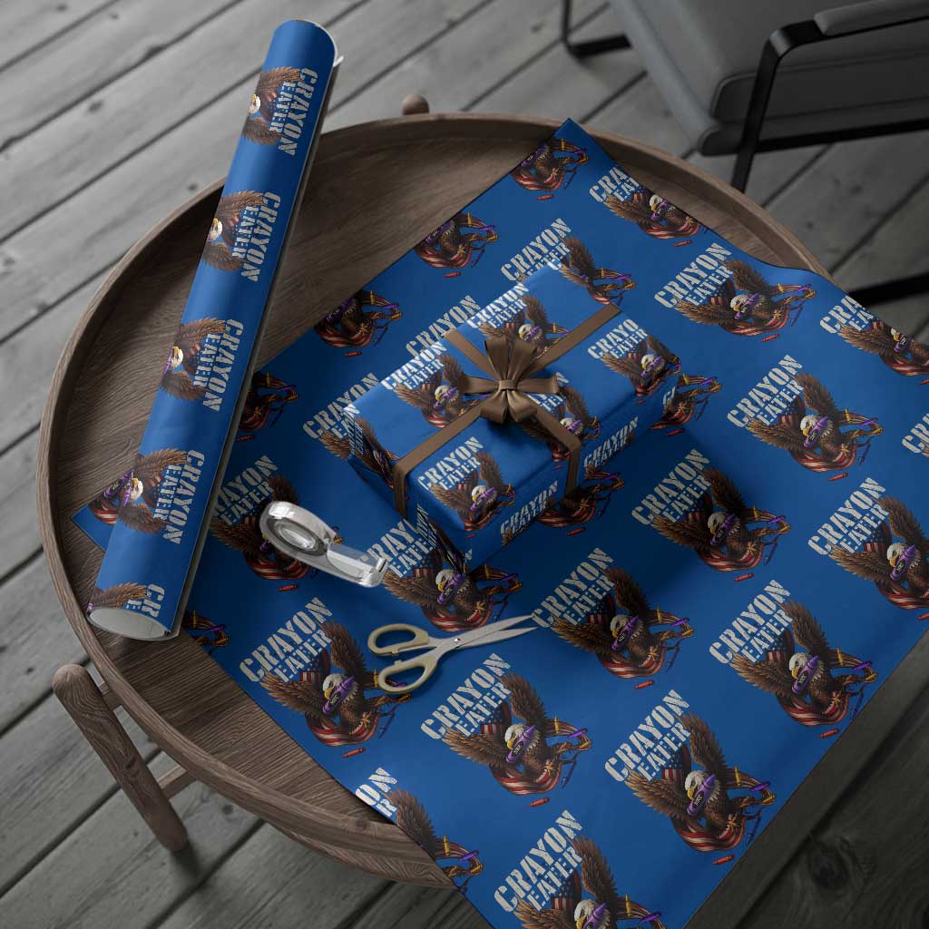 Crayon Eater Wrapping Paper Roll Funny Eagle 250th Anniversary Veterans Gifts - Wonder Print Shop