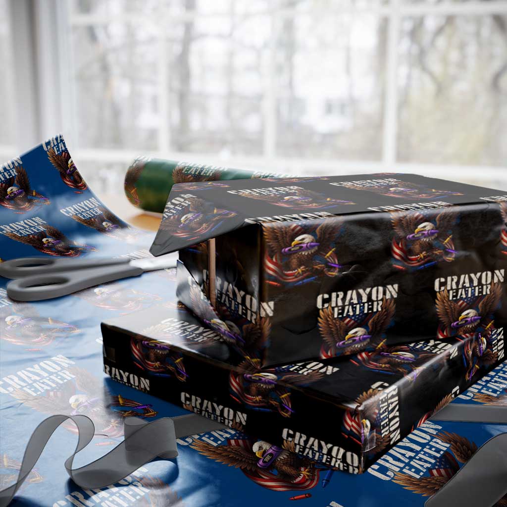 Crayon Eater Wrapping Paper Roll Funny Eagle 250th Anniversary Veterans Gifts - Wonder Print Shop