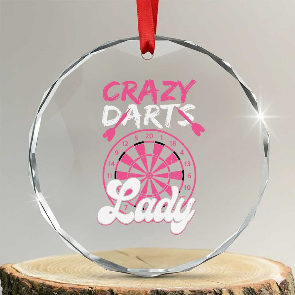 Crazy Darts Lady Bullseye Dart Shooting Crystal Glass Ornament Female Dartist Gift - Wonder Print Shop
