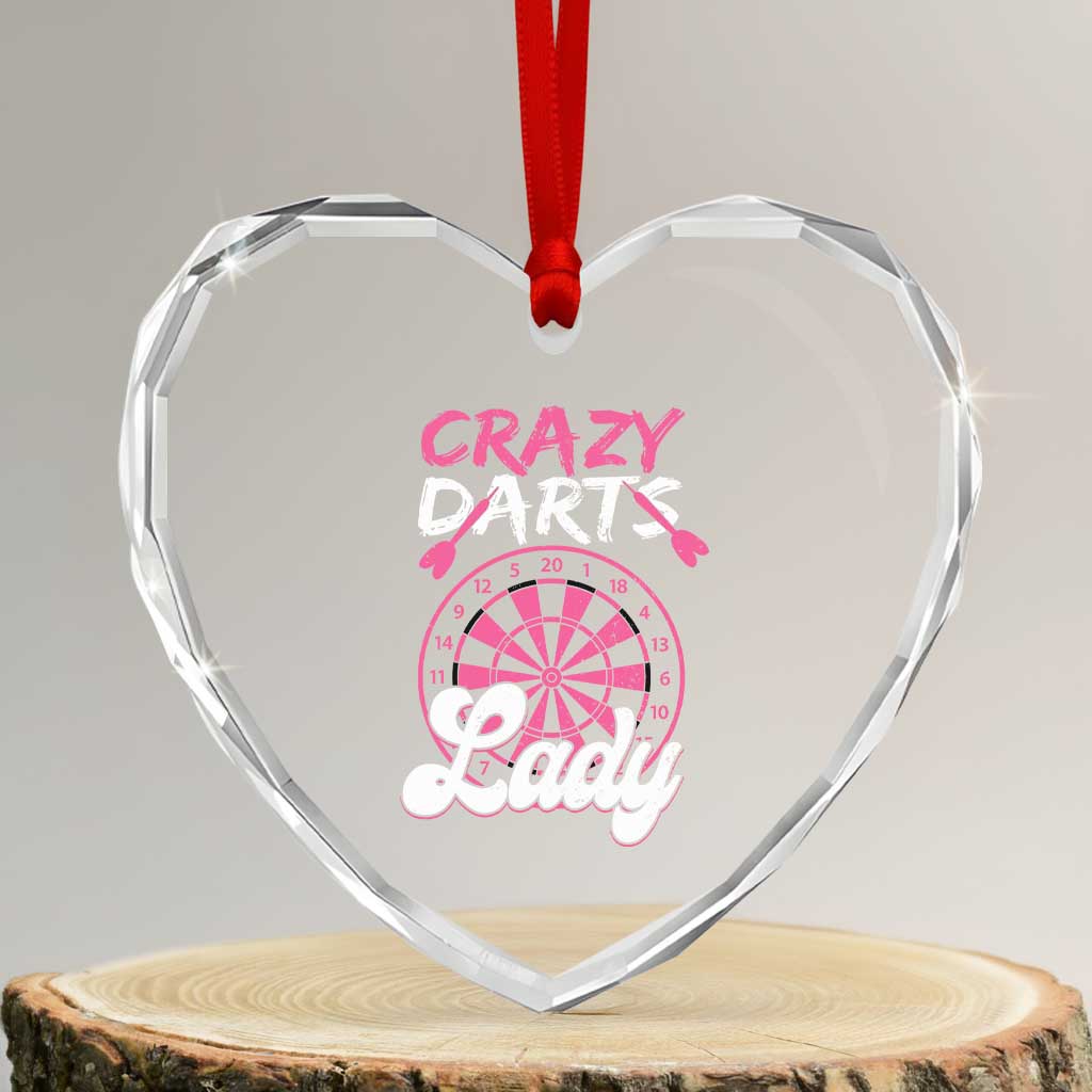 Crazy Darts Lady Bullseye Dart Shooting Heart Crystal Glass Ornament Female Dartist Gift - Wonder Print Shop