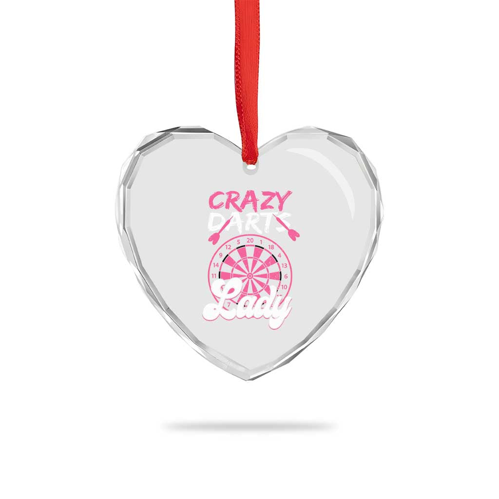 Crazy Darts Lady Bullseye Dart Shooting Heart Crystal Glass Ornament Female Dartist Gift - Wonder Print Shop