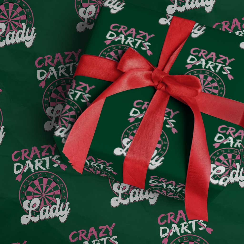 Crazy Darts Lady Bullseye Dart Shooting Wrapping Paper Roll Female Dartist Gift - Wonder Print Shop