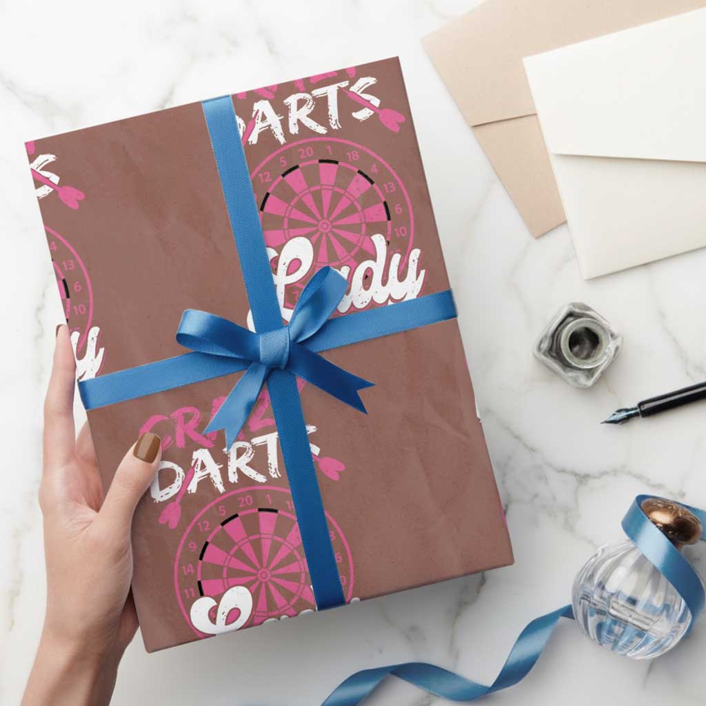 Crazy Darts Lady Bullseye Dart Shooting Wrapping Paper Roll Female Dartist Gift - Wonder Print Shop