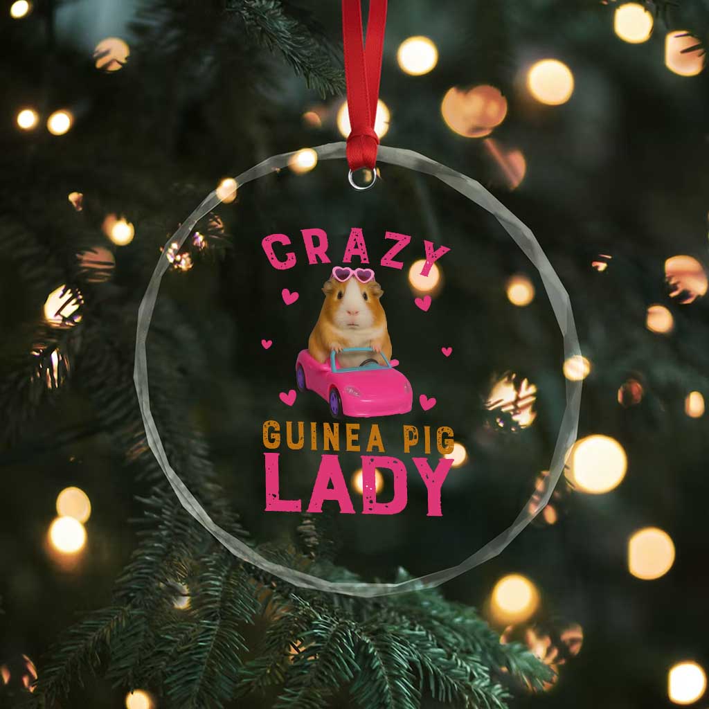 Crazy Guinea Pig Lady Crystal Glass Ornament Funny Pet Lover Gift - Wonder Print Shop
