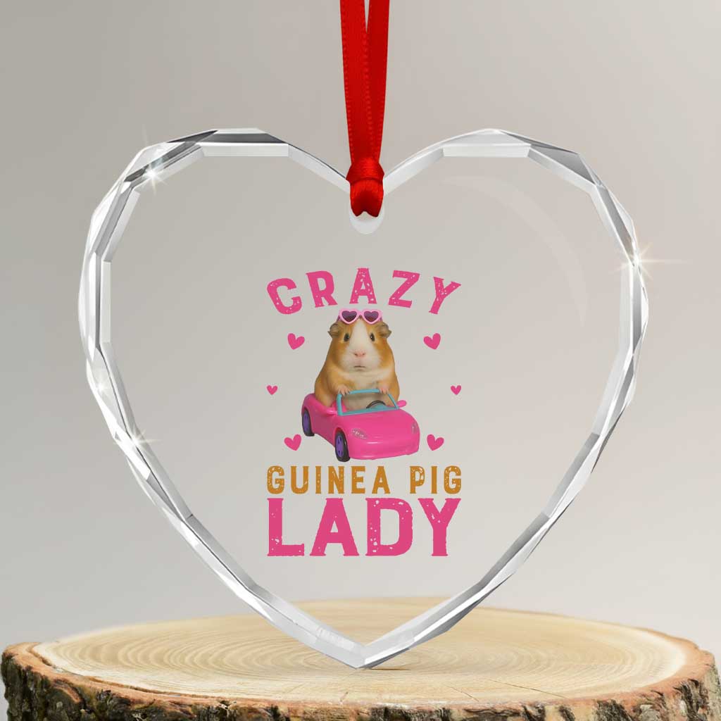 Crazy Guinea Pig Lady Heart Crystal Glass Ornament Funny Pet Lover Gift - Wonder Print Shop