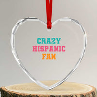 Crazy Hispanic Fan Heart Crystal Glass Ornament Funny Latino Basketball Quote