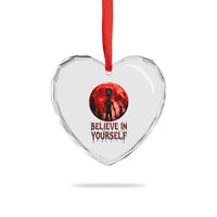 Creepy Alien Believe In Yourself Heart Crystal Glass Ornament Funny Blood Moon Sci-Fi Horror Graphic
