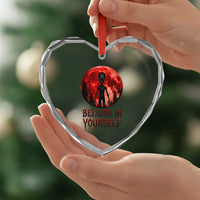 Creepy Alien Believe In Yourself Heart Crystal Glass Ornament Funny Blood Moon Sci-Fi Horror Graphic