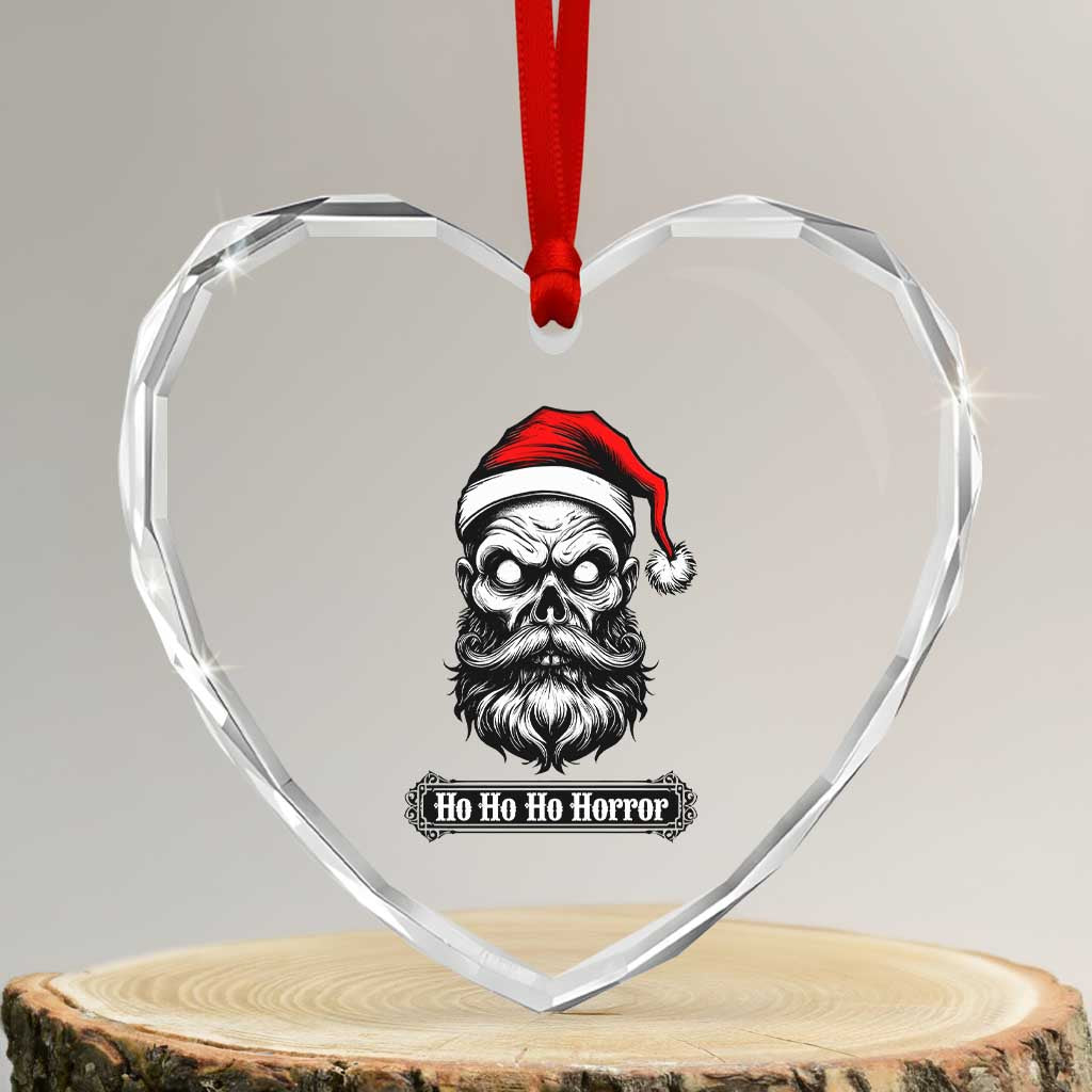 Creepy Christmas Skull Heart Crystal Glass Ornament Ho Ho Ho Horror Santa Gothic Holiday - Wonder Print Shop