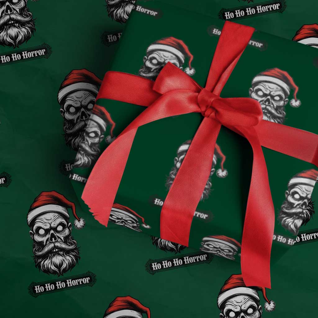 Creepy Christmas Skull Wrapping Paper Roll Ho Ho Ho Horror Santa Gothic Holiday - Wonder Print Shop