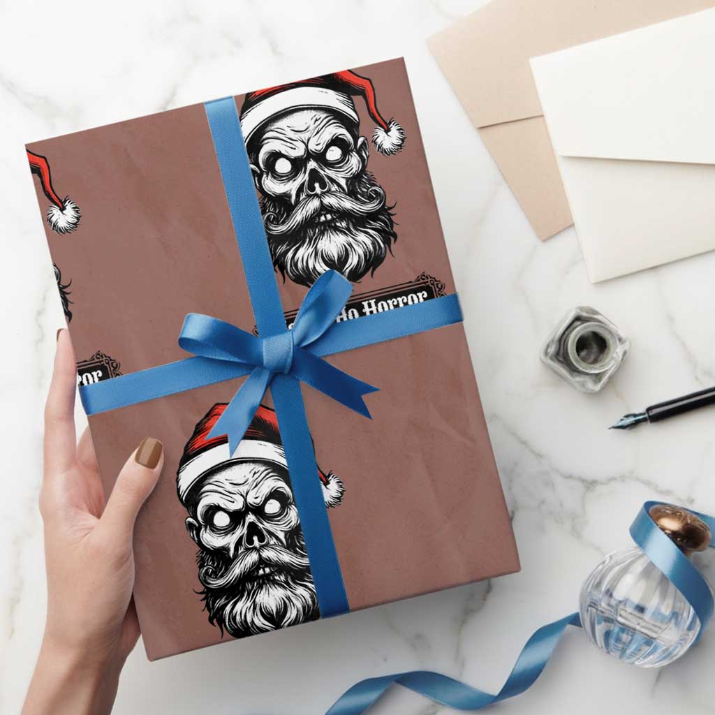 Creepy Christmas Skull Wrapping Paper Roll Ho Ho Ho Horror Santa Gothic Holiday - Wonder Print Shop