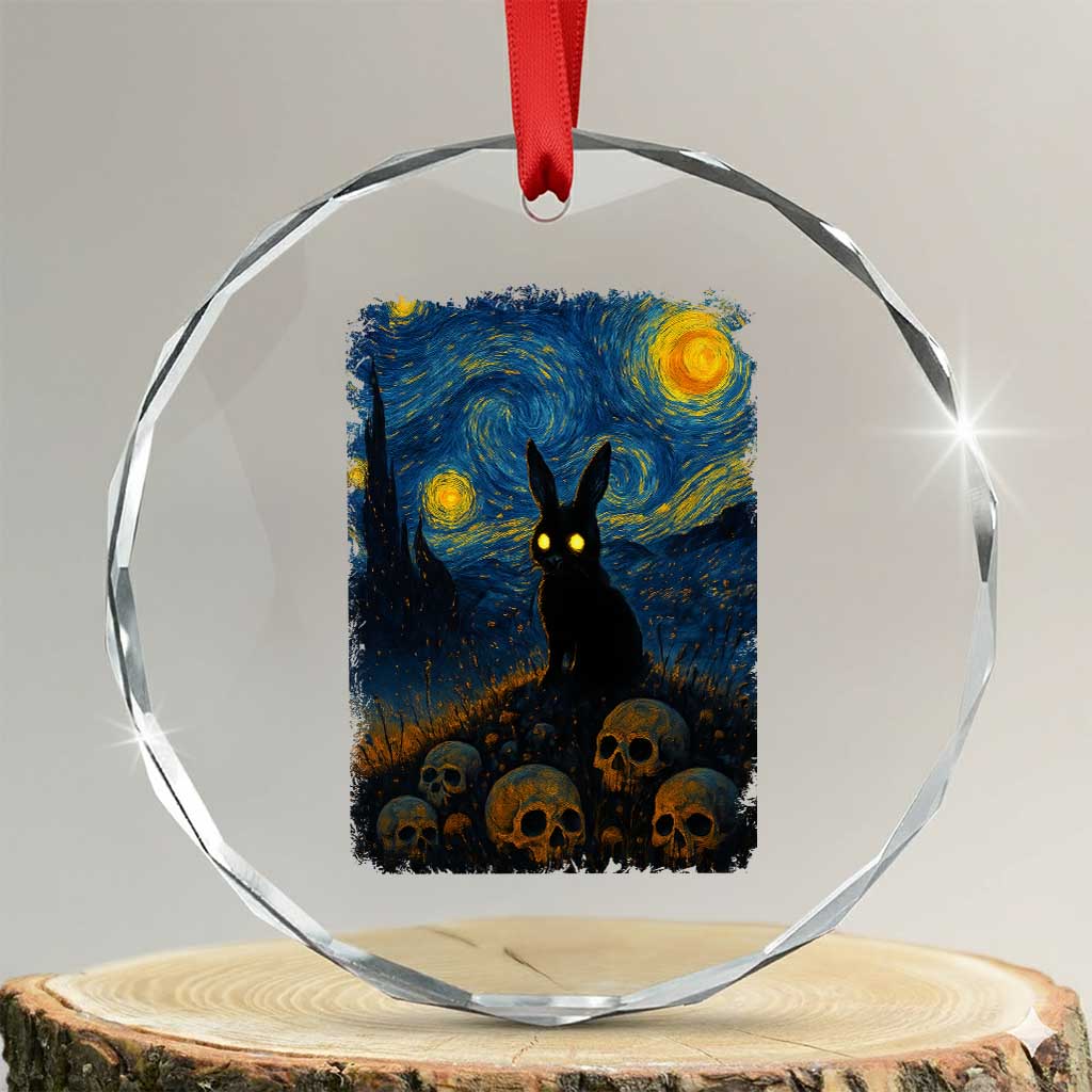 Creepy Cute Bunny Rabbits Crystal Glass Ornament Alt Goth Grunge Dark Horror Starry Night Van Gogh Aesthetic