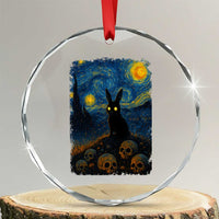 Creepy Cute Bunny Rabbits Crystal Glass Ornament Alt Goth Grunge Dark Horror Starry Night Van Gogh Aesthetic