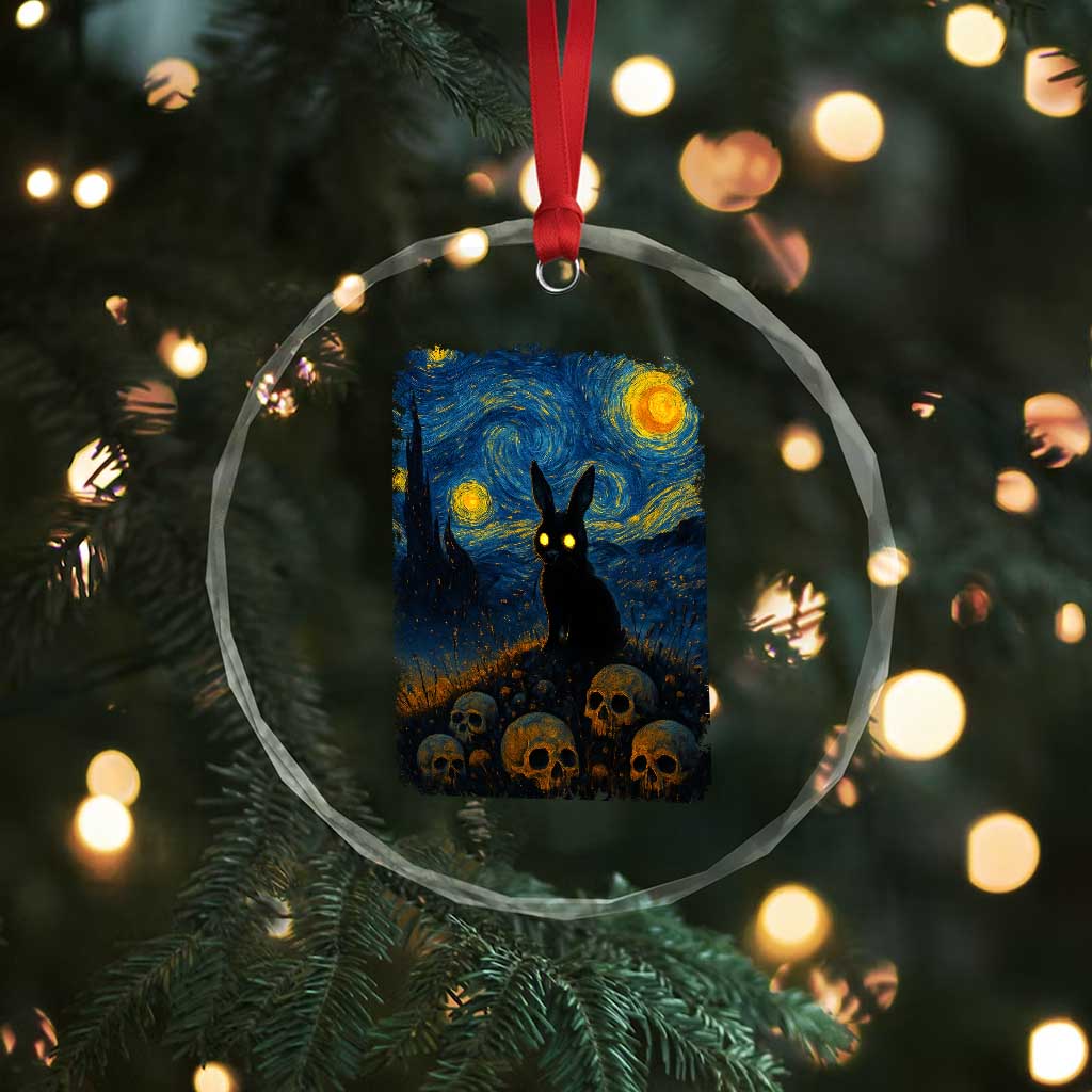 Creepy Cute Bunny Rabbits Crystal Glass Ornament Alt Goth Grunge Dark Horror Starry Night Van Gogh Aesthetic