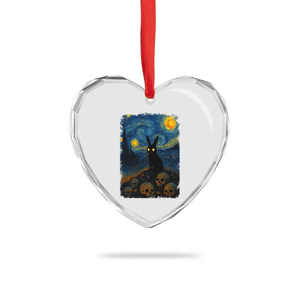 Creepy Cute Bunny Rabbits Heart Crystal Glass Ornament Alt Goth Grunge Dark Horror Starry Night Van Gogh Aesthetic