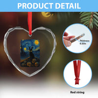 Creepy Cute Bunny Rabbits Heart Crystal Glass Ornament Alt Goth Grunge Dark Horror Starry Night Van Gogh Aesthetic