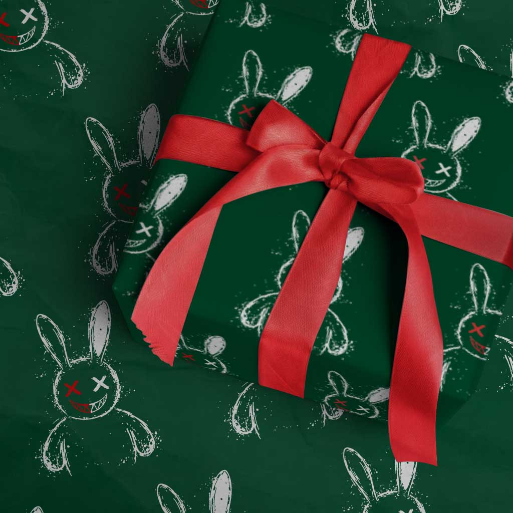 Creepy Cute Bunny Wrapping Paper Roll Rabbit Alt Goth Grunge Horror Aesthetic - Wonder Print Shop
