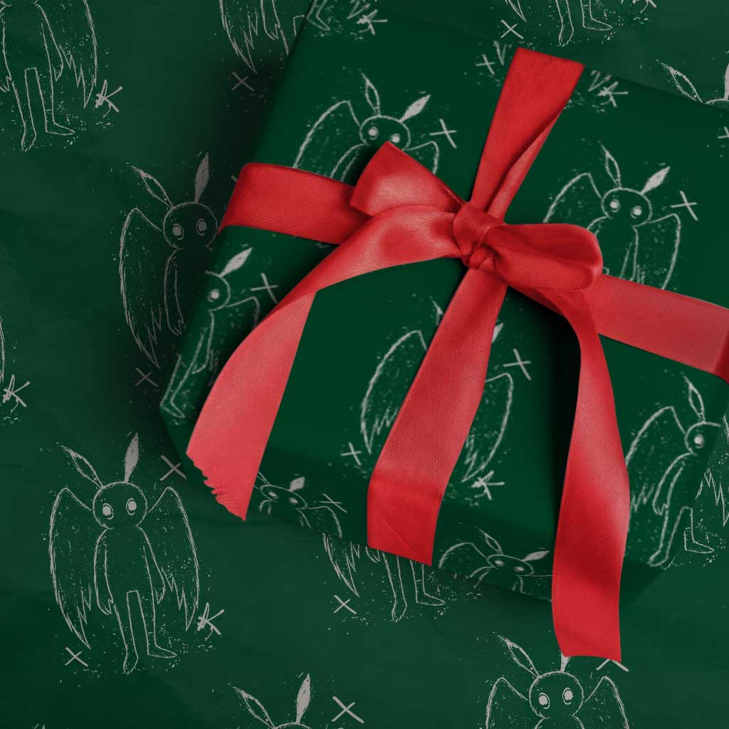 Creepy Cute Mothman Wrapping Paper Roll Alt Goth Grunge Horror Aesthetic Cryptid - Wonder Print Shop