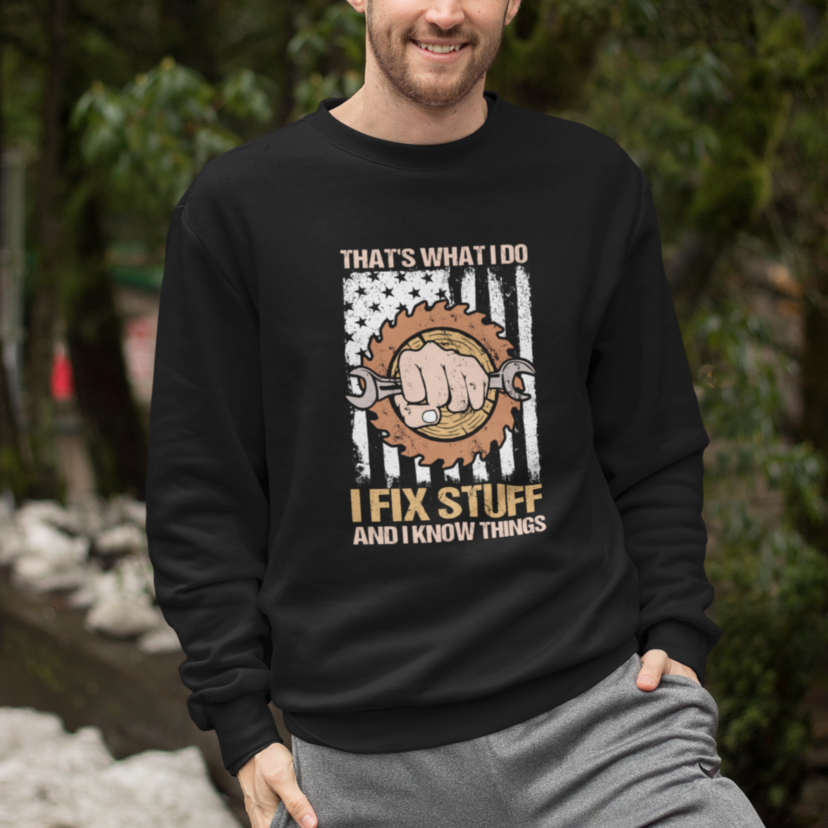 Handyman Sweatshirt Ask Grandpa Anything Funny Fathers Day Tee - Wonder Print Shop