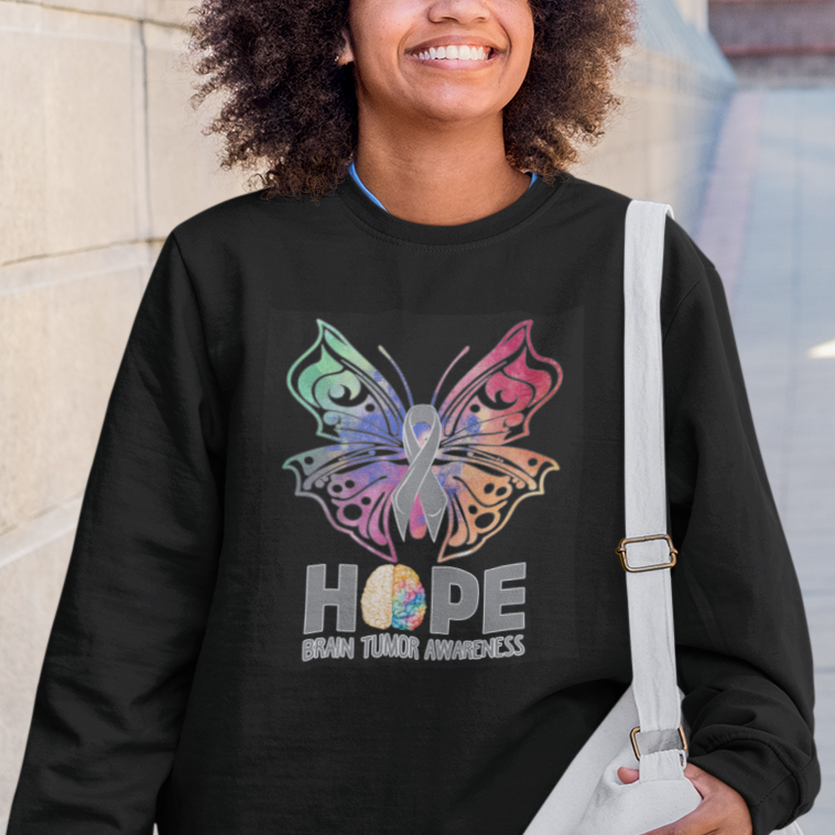 Brain Cancer Sweatshirt Hope Brain Tumor Awareness Support Brain Cancer Survivor - Wonder Print Shop