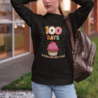 100th Day Of School Sweatshirt 100 Days Sprinkled With Fun Cupcake Donut - Wonder Print Shop