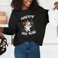 Happy Mew Year Funny Cat New Years Eve Party Firework Sweatshirt - Wonder Print Shop