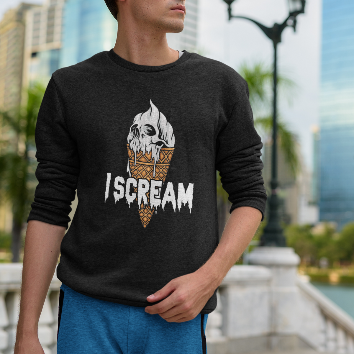 Halloween Sweatshirt I Scream Ice Cream Ghost - Wonder Print Shop