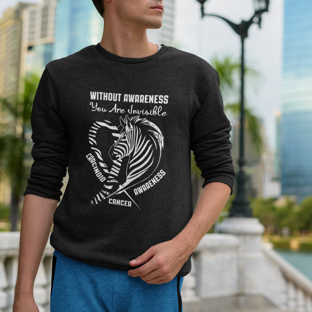 Without Awareness You Are Invisible Carcinoid Cancer Sweatshirt - Wonder Print Shop