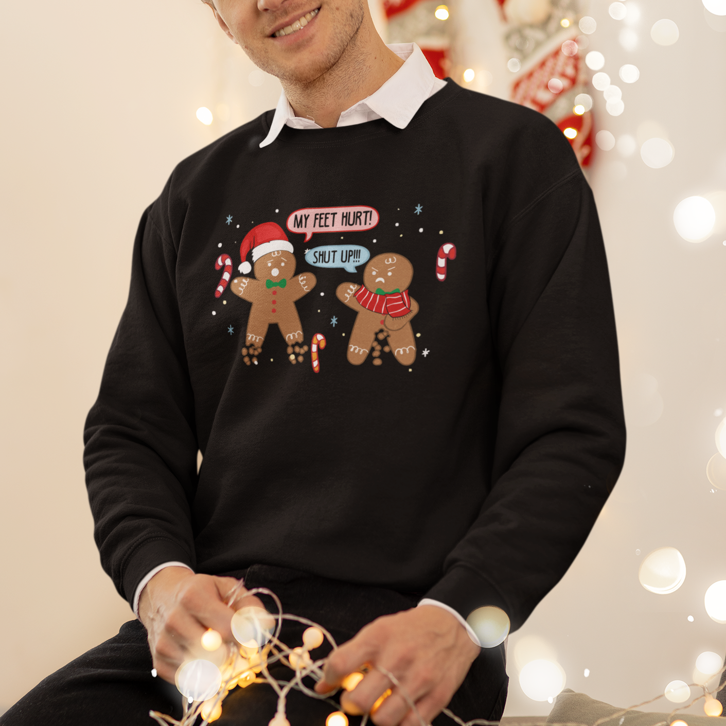 Shut Up Gingerbread Just Broken Feet Naught Christmas Sweatshirt - Wonder Print Shop