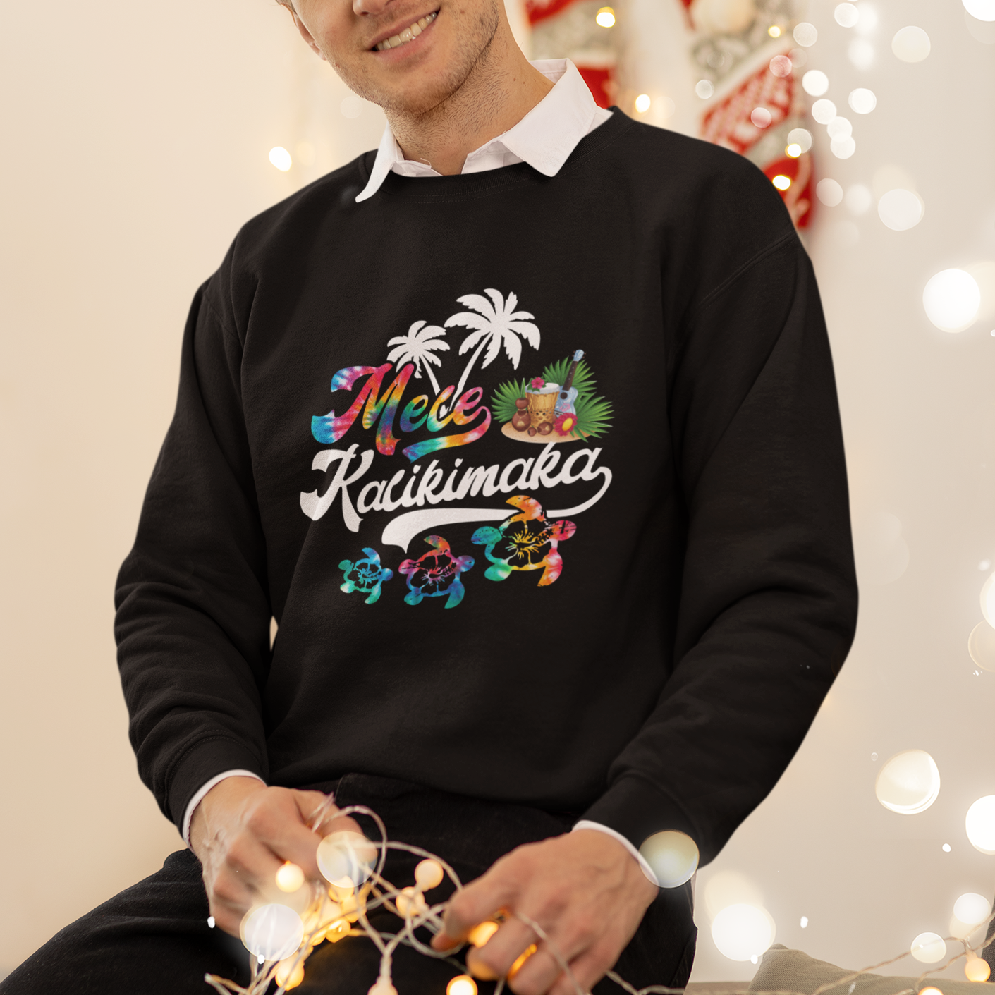 Mele Kalikimaka Tie Dye Christmas Turtle Sweatshirt - Wonder Print Shop
