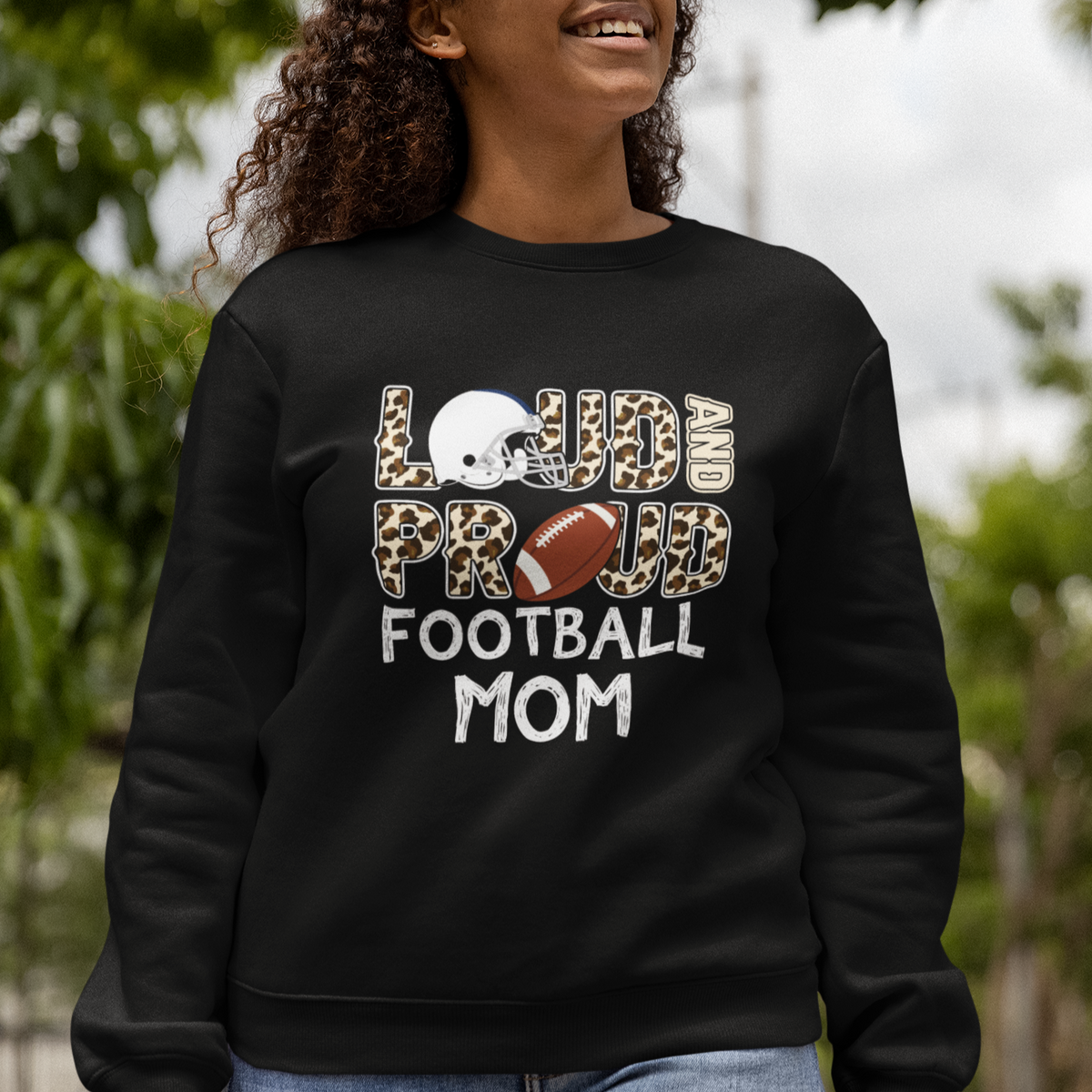 Football Mom Sweatshirt Loud And Proud Football Mom Rugby Helmet - Wonder Print Shop