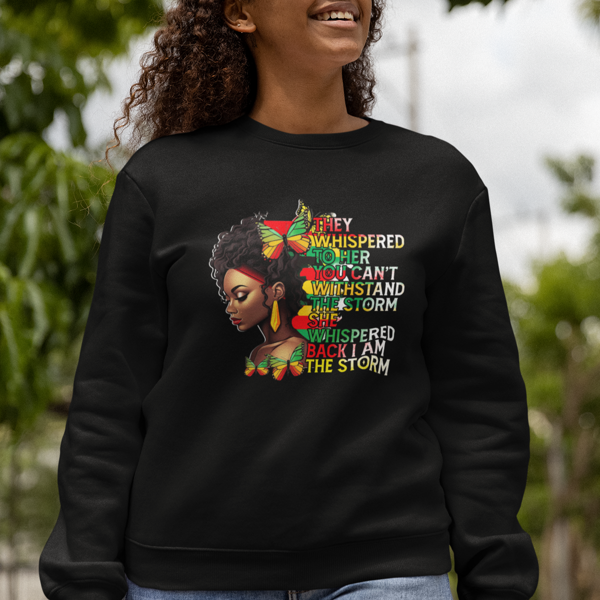 Black History Month Sweatshirt African Women She Whispered Back I Am The Storm - Wonder Print Shop